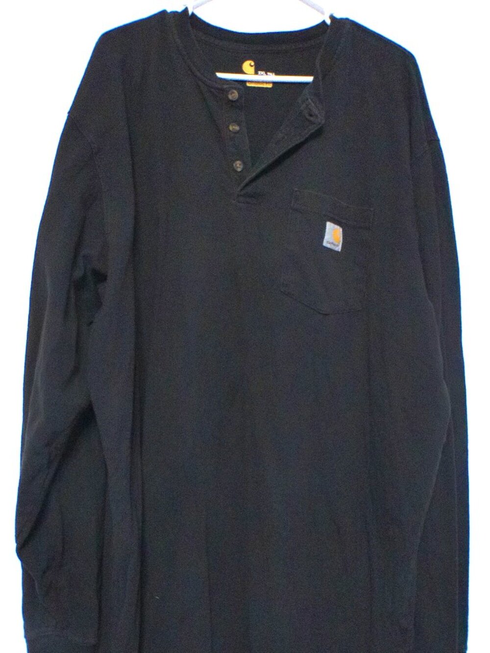 Carhartt Long Sleeve Henley Shirt Men’s 2XL Tall Black Original Fit Workwear
